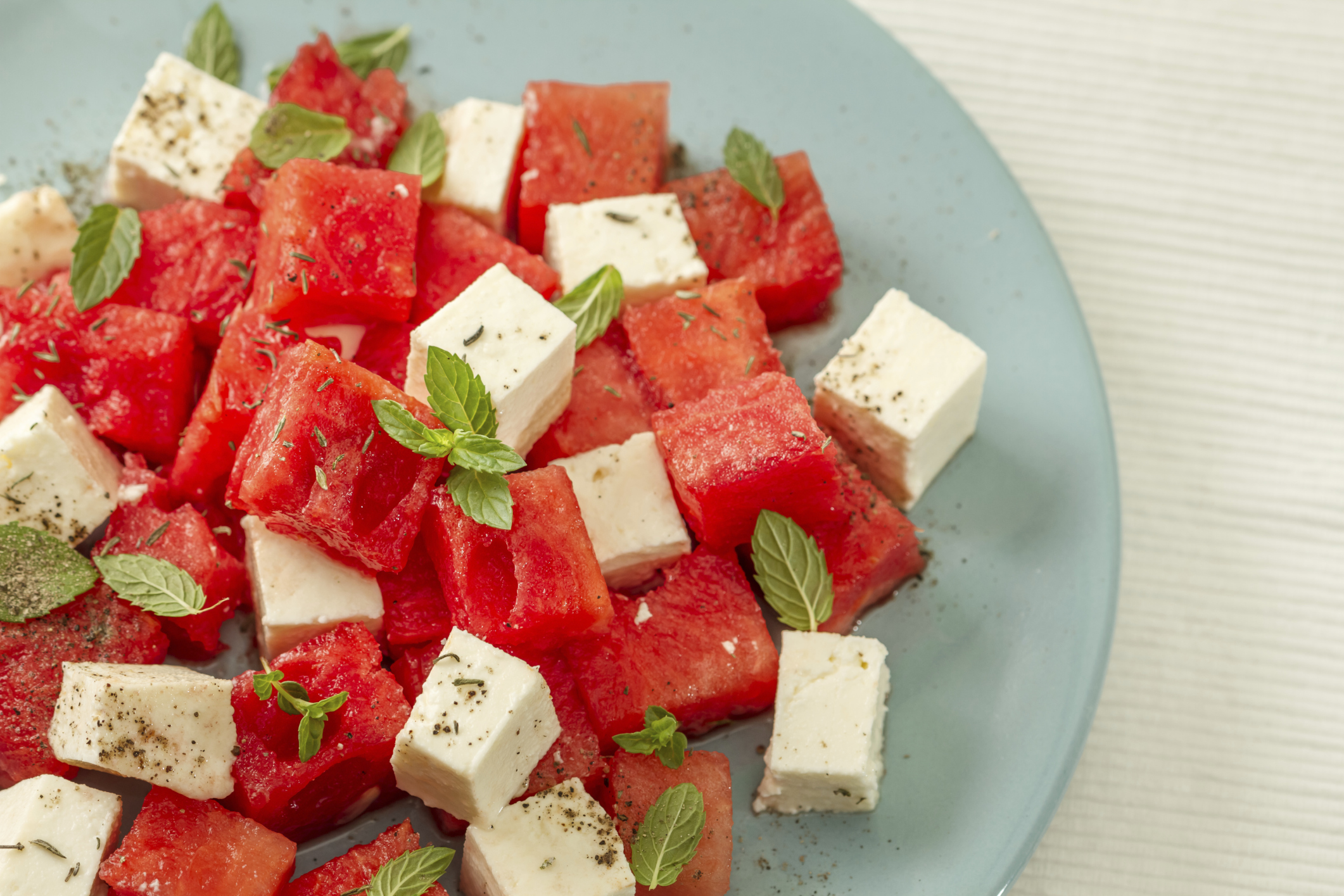 Salad with watermelon and feta cheese